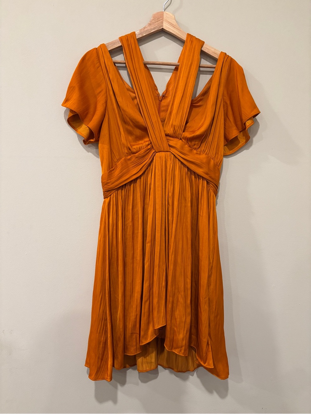 Anthropologie Burnt Orange Flutter-Sleeve New High-Low Dress Sz 6 Event Autumn